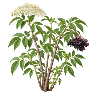 American elderberry, representative illustration