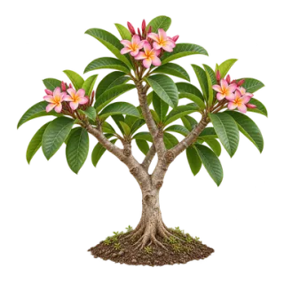 Rote Frangipani, Beispielillustration