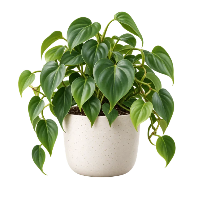 Heart-leaf plant in a speckled pot